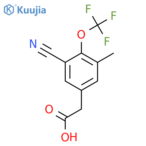 3-Cyano-5-methyl-4-(trifluoromethoxy)phenylacetic acid structure