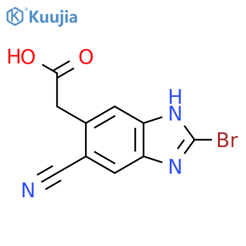 2-Bromo-5-cyano-1H-benzimidazole-6-acetic acid structure