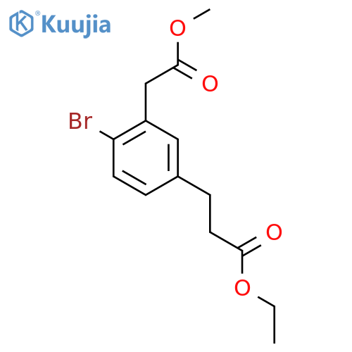 Methyl 2-bromo-5-(3-ethoxy-3-oxopropyl)phenylacetate structure