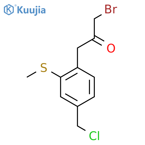 3-Bromo-1-(4-(chloromethyl)-2-(methylthio)phenyl)propan-2-one structure