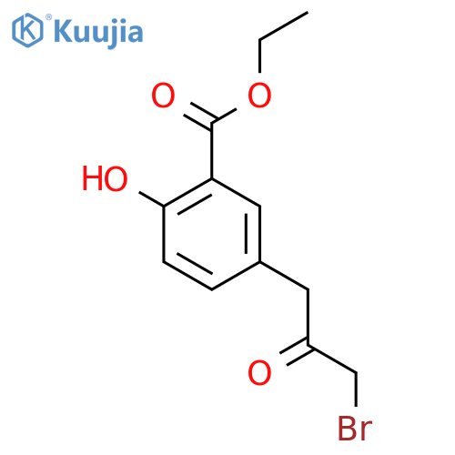 Ethyl 5-(3-bromo-2-oxopropyl)-2-hydroxybenzoate structure