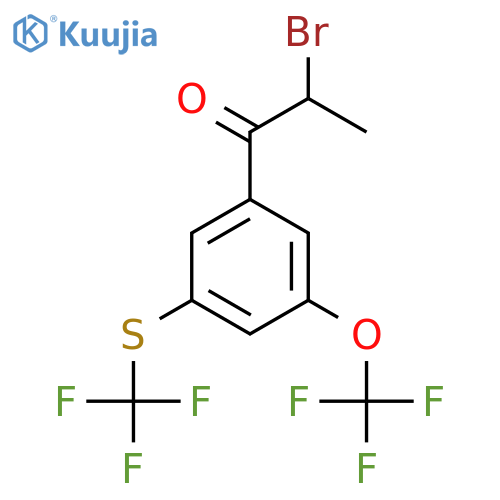 2-Bromo-1-(3-(trifluoromethoxy)-5-(trifluoromethylthio)phenyl)propan-1-one structure
