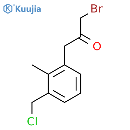 1-Bromo-3-(3-(chloromethyl)-2-methylphenyl)propan-2-one structure