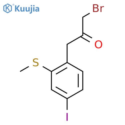 1-Bromo-3-(4-iodo-2-(methylthio)phenyl)propan-2-one structure