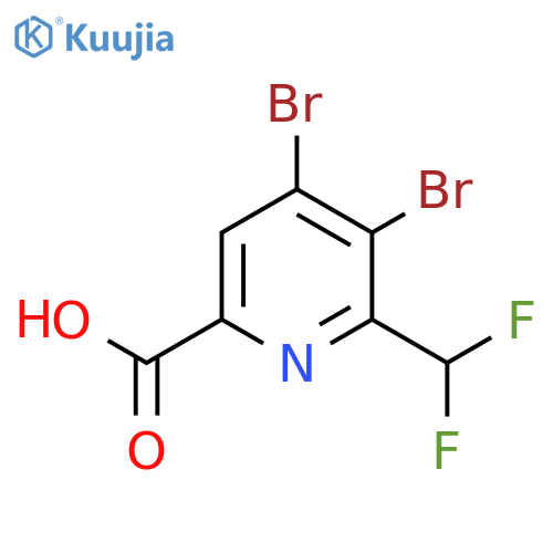 3,4-Dibromo-2-(difluoromethyl)pyridine-6-carboxylic acid structure