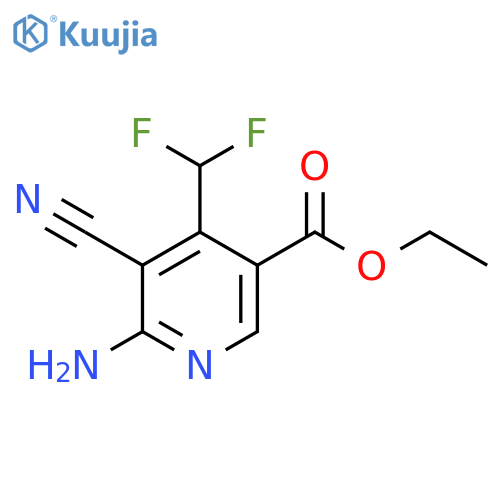 Ethyl 2-amino-3-cyano-4-(difluoromethyl)pyridine-5-carboxylate structure