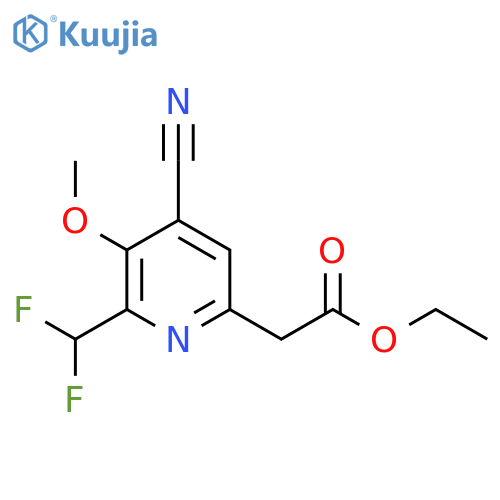 Ethyl 4-cyano-2-(difluoromethyl)-3-methoxypyridine-6-acetate structure