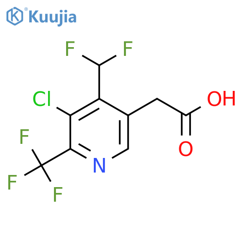 3-Chloro-4-(difluoromethyl)-2-(trifluoromethyl)pyridine-5-acetic acid structure