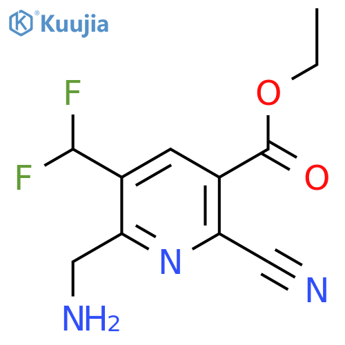 Ethyl 2-(aminomethyl)-6-cyano-3-(difluoromethyl)pyridine-5-carboxylate structure