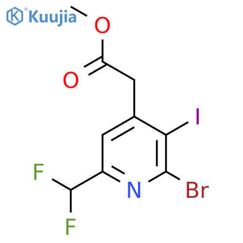 Methyl 2-bromo-6-(difluoromethyl)-3-iodopyridine-4-acetate structure