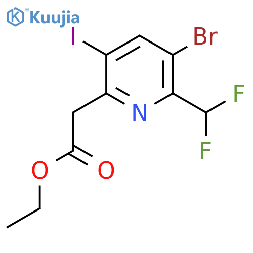 Ethyl 3-bromo-2-(difluoromethyl)-5-iodopyridine-6-acetate structure