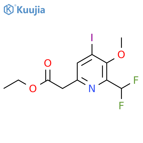 Ethyl 2-(difluoromethyl)-4-iodo-3-methoxypyridine-6-acetate structure