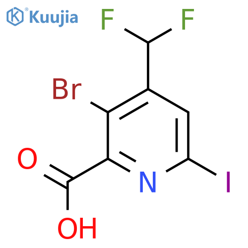 3-Bromo-4-(difluoromethyl)-6-iodopyridine-2-carboxylic acid structure