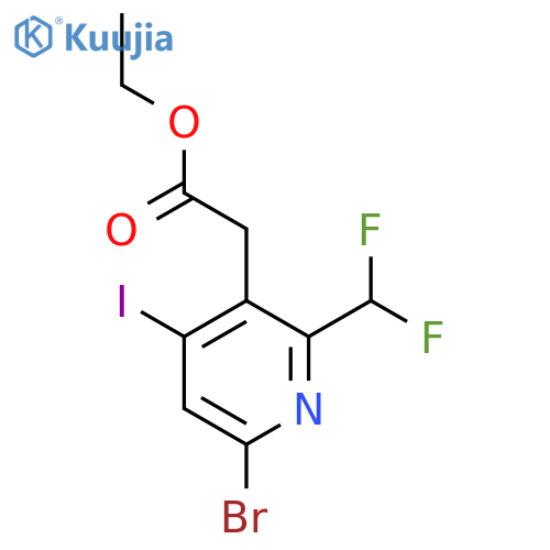 Ethyl 6-bromo-2-(difluoromethyl)-4-iodopyridine-3-acetate structure