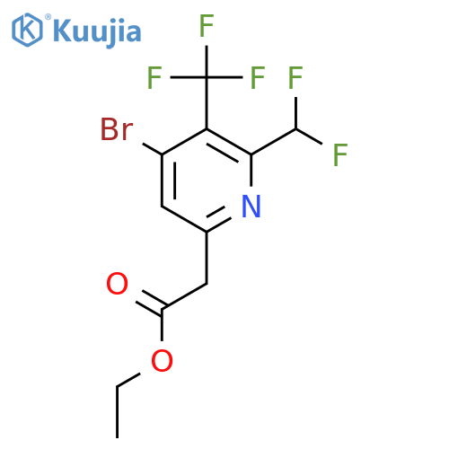 Ethyl 4-bromo-2-(difluoromethyl)-3-(trifluoromethyl)pyridine-6-acetate structure