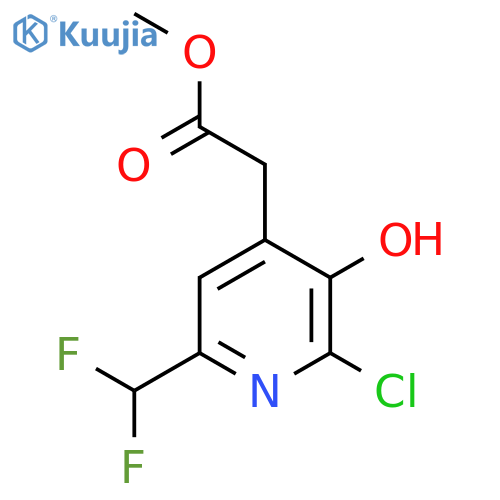 Methyl 2-chloro-6-(difluoromethyl)-3-hydroxypyridine-4-acetate structure