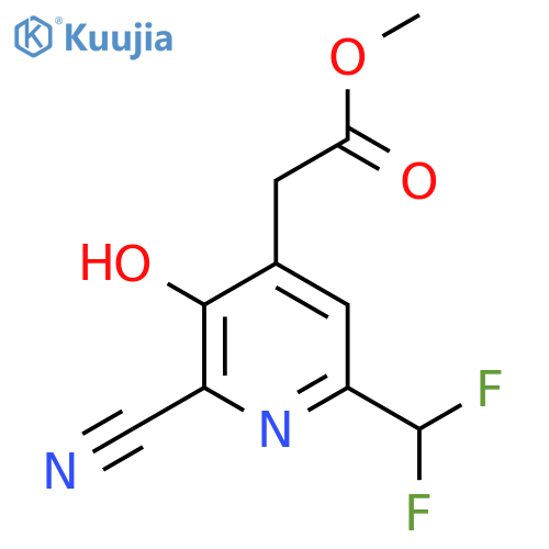 Methyl 2-cyano-6-(difluoromethyl)-3-hydroxypyridine-4-acetate structure