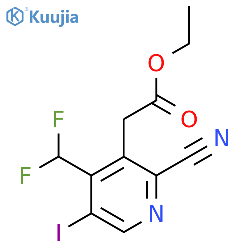 Ethyl 2-cyano-4-(difluoromethyl)-5-iodopyridine-3-acetate structure