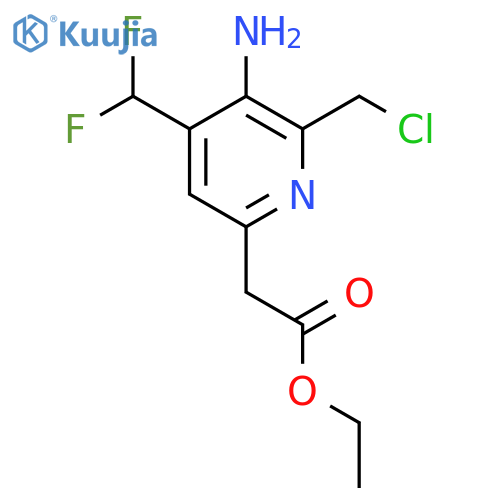 Ethyl 3-amino-2-(chloromethyl)-4-(difluoromethyl)pyridine-6-acetate structure