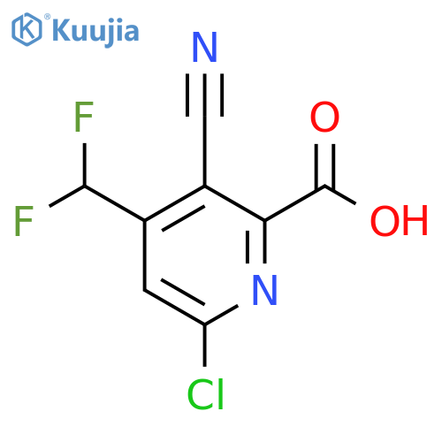 6-Chloro-3-cyano-4-(difluoromethyl)pyridine-2-carboxylic acid structure