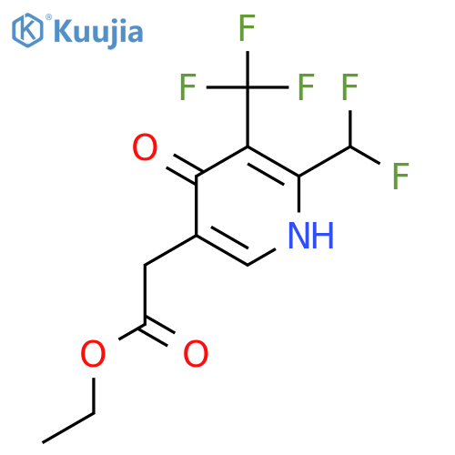 Ethyl 2-(difluoromethyl)-4-hydroxy-3-(trifluoromethyl)pyridine-5-acetate structure