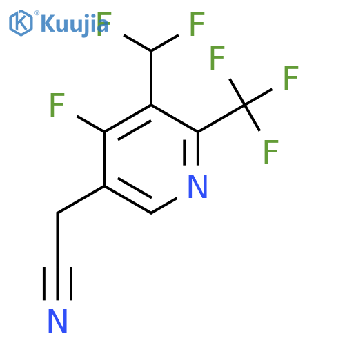 3-(Difluoromethyl)-4-fluoro-2-(trifluoromethyl)pyridine-5-acetonitrile structure