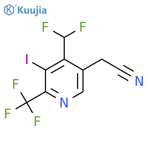 4-(Difluoromethyl)-3-iodo-2-(trifluoromethyl)pyridine-5-acetonitrile structure