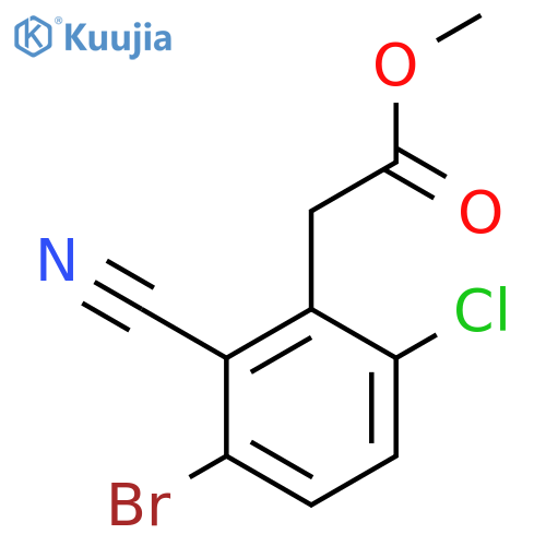 Methyl 3-bromo-6-chloro-2-cyanophenylacetate structure
