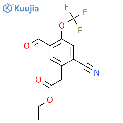 Ethyl 2-cyano-5-formyl-4-(trifluoromethoxy)phenylacetate structure