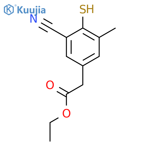Ethyl 3-cyano-4-mercapto-5-methylphenylacetate structure