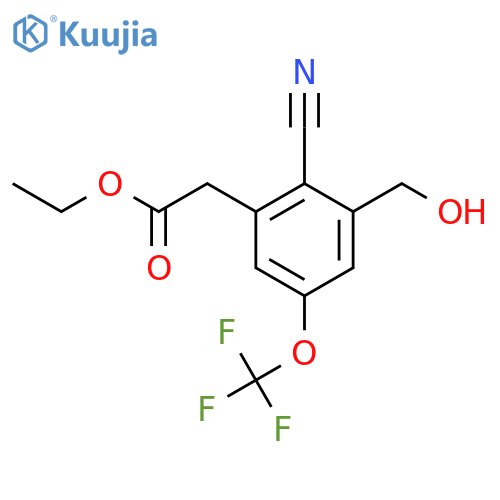 Ethyl 2-cyano-3-hydroxymethyl-5-(trifluoromethoxy)phenylacetate structure