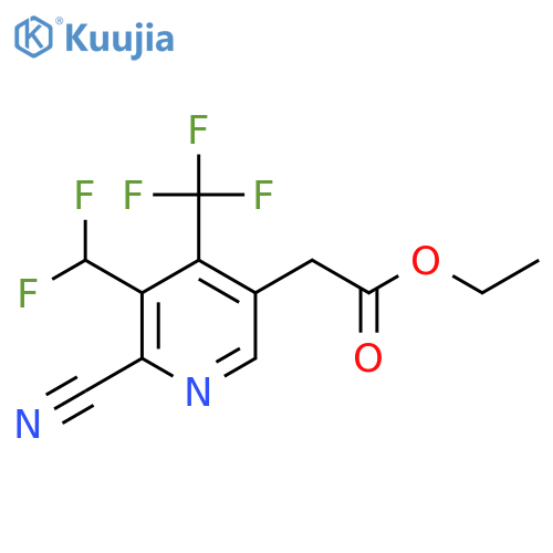 Ethyl 2-cyano-3-(difluoromethyl)-4-(trifluoromethyl)pyridine-5-acetate structure