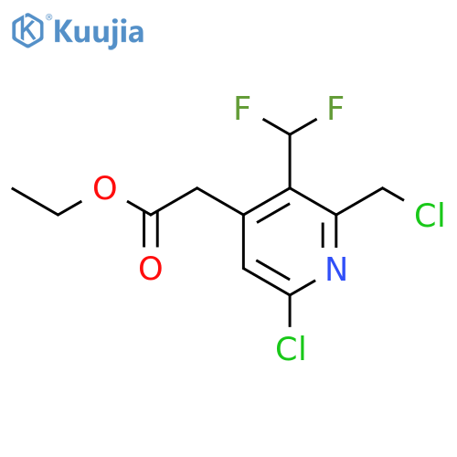 Ethyl 6-chloro-2-(chloromethyl)-3-(difluoromethyl)pyridine-4-acetate structure