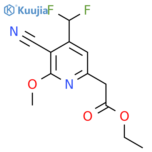 Ethyl 3-cyano-4-(difluoromethyl)-2-methoxypyridine-6-acetate structure