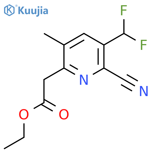 Ethyl 2-cyano-3-(difluoromethyl)-5-methylpyridine-6-acetate structure