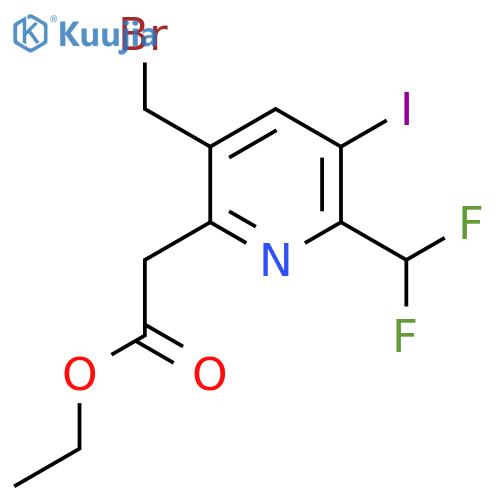 Ethyl 5-(bromomethyl)-2-(difluoromethyl)-3-iodopyridine-6-acetate structure