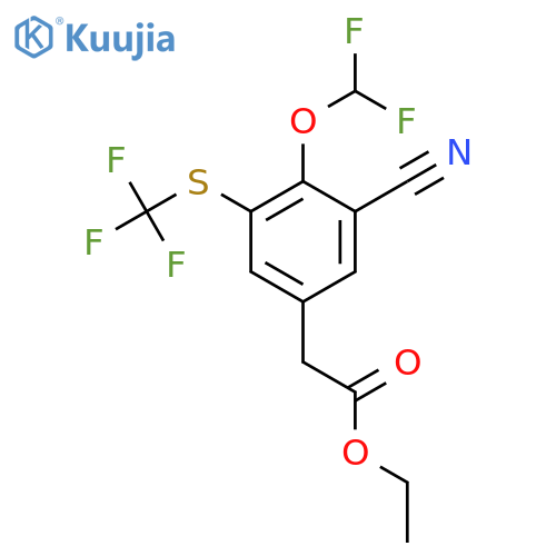 Ethyl 3-cyano-4-difluoromethoxy-5-(trifluoromethylthio)phenylacetate structure
