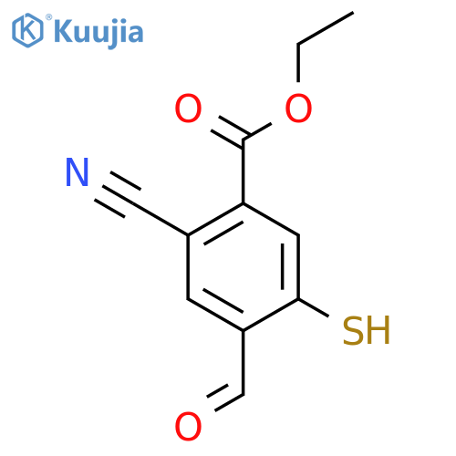 Ethyl 2-cyano-4-formyl-5-mercaptobenzoate structure