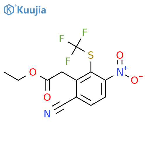 Ethyl 6-cyano-3-nitro-2-(trifluoromethylthio)phenylacetate structure