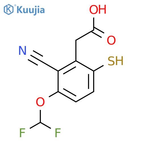 2-Cyano-3-difluoromethoxy-6-mercaptophenylacetic acid structure