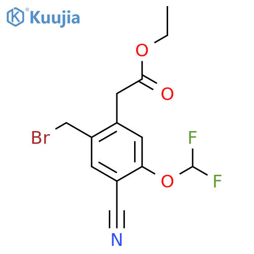 Ethyl 2-bromomethyl-4-cyano-5-(difluoromethoxy)phenylacetate structure