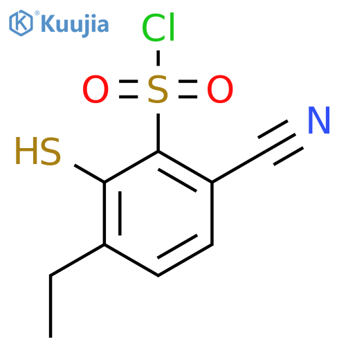 6-Cyano-3-ethyl-2-mercaptobenzenesulfonyl chloride structure