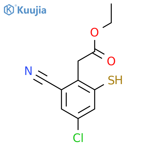 Ethyl 4-chloro-2-cyano-6-mercaptophenylacetate structure