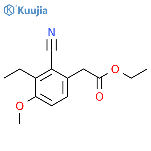 Ethyl 2-cyano-3-ethyl-4-methoxyphenylacetate structure