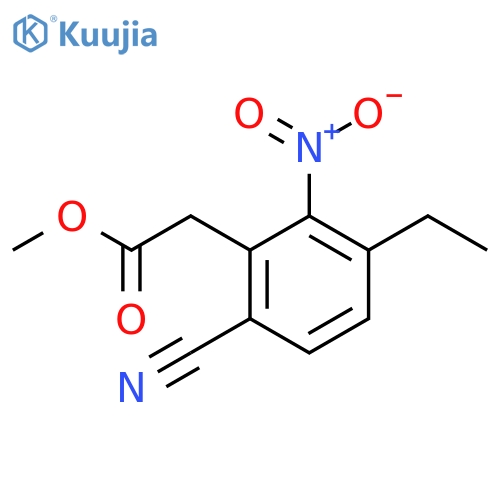 Methyl 6-cyano-3-ethyl-2-nitrophenylacetate structure