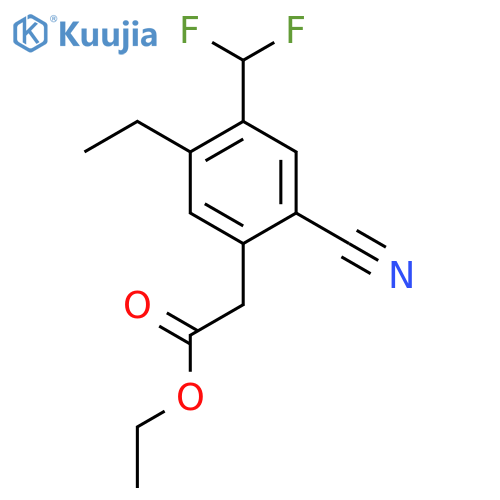 Ethyl 2-cyano-4-difluoromethyl-5-ethylphenylacetate structure
