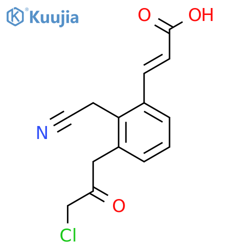 3-(3-Chloro-2-oxopropyl)-2-(cyanomethyl)cinnamic acid structure