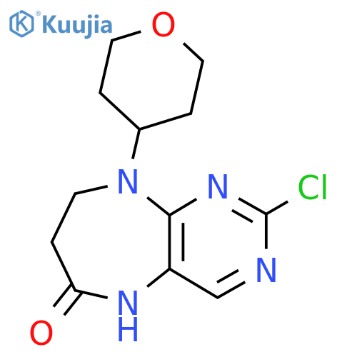 2-Chloro-9-(tetrahydro-2H-pyran-4-yl)-8,9-dihydro-5H-pyrimido[4,5-b][1,4]diazepin-6(7H)-one structure
