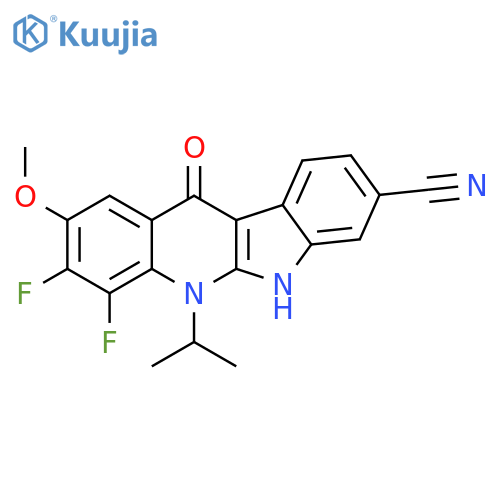 5H-Quinindoline-8-carbonitrile, 3,4-difluoro-6,11-dihydro-2-methoxy-5-(1-methylethyl)-11-oxo- structure
