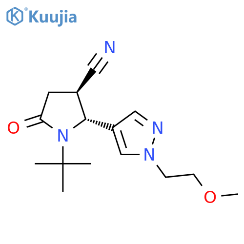 (2R,3R)-1-tert-butyl-2-[1-(2-methoxyethyl)-1H-pyrazol-4-yl]-5-oxopyrrolidine-3-carbonitrile structure